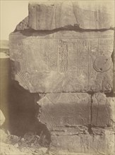 Close-up View of Hieroglyphic Inscriptions and Sculptures, Karnak; Théodule Devéria, French, 1831 - 1871, France; 1859; Albumen