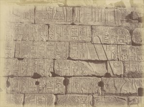 Close-up View of Hieroglyphic Inscriptions and Sculptures, List of the Defeated Nations, Karnak; Théodule Devéria French, 1831