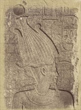 Close-up of a Sculpture, Profile of a Head, Karnak; Théodule Devéria, French, 1831 - 1871, France; 1859 - 1865; Albumen silver