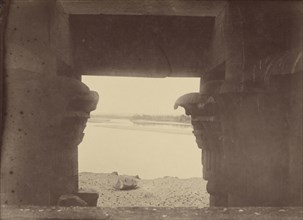 View of the Nile Through the Pillars of the Temple of Ombos; Théodule Devéria, French, 1831 - 1871, France; 1865; Albumen