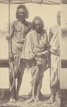 Portrait of Three Native Men Standing on a Boat; Théodule Devéria, French, 1831 - 1871, France; 1865; Albumen silver print