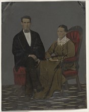 Portrait of seated couple; United States; 1860s - 1880s; Hand-colored tintype; Sheet: 21 x 16.6 cm, 8 1,4 x 6 9,16 in