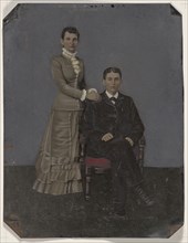Portrait of young couple; United States; 1860s - 1880s; Hand-colored tintype; Sheet: 21.5 x 16.5 cm, 8 7,16 x 6 1,2 in