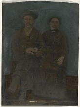 Portrait of couple; United States; 1860s - 1880s; Hand-colored tintype; Sheet: 20.2 x 14.9 cm, 7 15,16 x 5 7,8 in