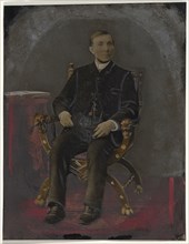 Portrait of seated man; United States; 1860s - 1880s; Hand-colored tintype; Sheet: 21.1 x 16.6 cm, 8 5,16 x 6 9,16 in