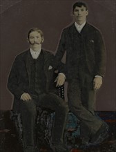 Portrait of two young men; United States; 1860s - 1880s; Hand-colored tintype; Sheet: 23.6 x 18.3 cm, 9 5,16 x 7 3,16 in