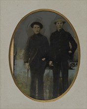 Portrait of two men; United States; 1860s - 1880s; Hand-colored tintype; Sheet: 21.1 x 16.4 cm, 8 5,16 x 6 7,16 in