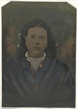 Portrait of young woman; United States; 1860s - 1880s; Hand-colored tintype; Sheet: 25.5 x 17.9 cm, 10 1,16 x 7 1,16 in