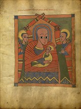 The Virgin and Child with the Archangels Michael and Gabriel; Ethiopia; about 1480 - 1520; Tempera on parchment