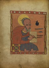 Saint Mark; Ethiopia; about 1480 - 1520; Tempera on parchment; Leaf: 34.5 x 25.6 cm, 13 9,16 x 10 1,16 in