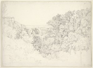View from Ariccia near Albano; Ernst Fries, German, 1801 - 1833, Italy; 1824; Graphite; 42.2 x 56.6 cm, 16 5,8 x 22 5,16 in