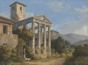 The Temple of Hercules in Cori near Velletri; Jakob Philipp Hackert, German, 1737 - 1807, Italy; 1783; Gouache; 34.8 x 47 cm