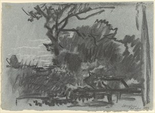 Forest Scene; Josef Wenglein, German, 1845 - 1919, Germany; 1879; Black and white chalk; 22.5 x 32 cm, 8 7,8 x 12 5,8 in