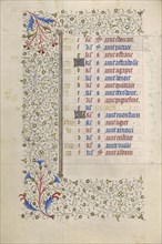 Calendar Page; Paris, France; about 1415 - 1420; Tempera colors, gold paint, gold leaf, and ink on parchment; Leaf: 20.5 x 14.8