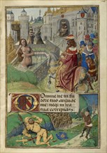 David and Bathsheba: David slaying Goliath; Master of Cardinal Bourbon, French, about 1480 - 1500, Paris, France; about 1500