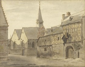 View of the St. Jacob's Church and the Inn, Maastricht; Josua de Grave, Dutch, 1643 - 1712, The Netherlands; 1670; Pen