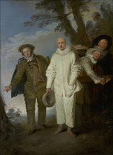The Italian Comedians; Jean-Antoine Watteau, French, 1684 - 1721, France; about 1720; Oil on canvas; 128.9 × 93.3 cm