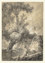 Shepherd and Shepherdess in a Bucolic Landscape; Jean-Baptiste Huet, French, 1745 - 1811, France; 1770; Black and white chalk