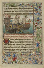 A Naval Battle Between Gillion's Troops and the Soldiers of the Saracen Prince; Lieven van Lathem, Flemish, about 1430 - 1493