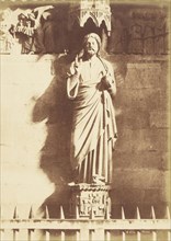 Statue of Christ, Reims Cathedral; Henri Le Secq, French, 1818 - 1882, France; about 1851; Salted paper print; 34.3 × 24.5 cm