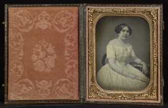 Portrait of a Woman in a Yellow-tinted Dress; Mexico; about 1850s; Hand-colored Daguerreotype