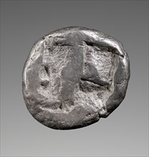 Silver coin, drachm, of Paros; Paros, Greece; about 500 B.C; Silver; 1.7 cm, 5.8 g, 5,8 in., 0.0128 lb