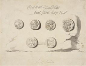 Six seals or coins, Society of Dilettanti drawings, prints, and letters, 1806-1880, Wash on paper, between 1809 and 1835