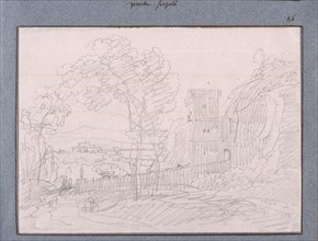 Landscape with buildings, Dessins, Castellan, A. L., Antoine Laurent, 1772-1838, Pencil on paper, 1797-1799