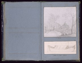 Two drawings: A Lariccia, and Bateau de l'Arno, Dessins, Castellan, A. L., Antoine Laurent, 1772-1838, Pencil, ink and wash