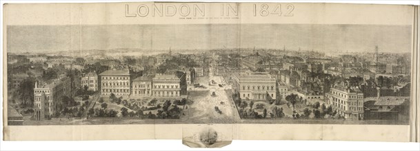 London in 1842 taken from the summit of the Duke of York's column, Wood engraving, 1843, Below the image: North view.