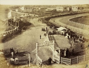 Shanghai, The road from the grand stand during the races, Shanghai, Albumen, 188-?, Title from annotation on mount