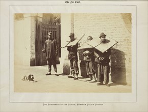 Hongkew police station, Punishment by the cangue, Hongkew police station, Albumen, 1876 November