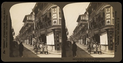 Shanghai, China, In the street of the tea houses, Shanghai, China, H. C. White Co., Gelatin silver, 1901