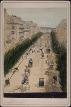 Les Grands Boulevards, Cities and sites cabinet card collection, Guérard, Baptiste, Hand-colored albumen, 1870s, View showing