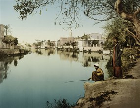 View on a canal in Alexandria, Egypt, canal Mahmoudieh, 1906, Travel albums from Paul Fleury's trips to the Middle East