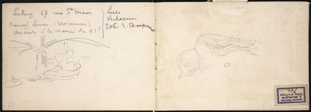 Boats and horse, Edmond Cousturier papers, ca. 1890-1908, Untitled sketchbook, Cross, Henri-Edmond, 1856-1910, Pencil on paper