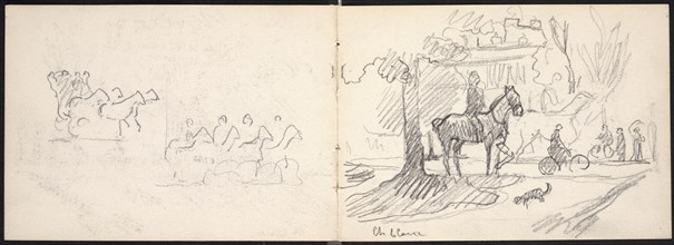 Horses and bicycles, Edmond Cousturier papers, ca. 1890-1908, Untitled sketchbook, Cross, Henri-Edmond, 1856-1910, Pencil