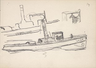 Boat, Edmond Cousturier papers, ca. 1890-1908, Untitled sketchbook, Cross, Henri-Edmond, 1856-1910, Pencil on paper, ca. 1890