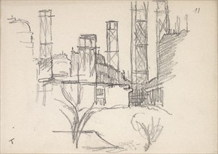 Building with watertower, Edmond Cousturier papers, ca. 1890-1908, Untitled sketchbook, Cross, Henri-Edmond, 1856-1910, Pencil