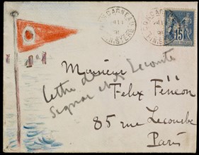 Signac's letter to Félix Fénéon, recto view of envelope, Letters sent, and Signac family correspondence, 1860-1935, Fénéon