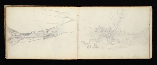 Sketchbook with manuscript notes Félix Bracquemond, Bracquemond, Félix, 1833-1914, pencil, pen, ink, and watercolor, ca. 1868