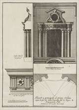 Finestra principale al primo ordine sopra la porta della facciata del Collegio di Propaganda Fide, Stvdio d'architettvra civile