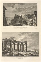 Vuë latérale du Temple de Métaponte, dans la Grande Grêce, Vuë de la petite Ville de Bernaldo, près des Ruines de Métaponte