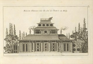 Maison Chinoise vûe du côté de l'Entrée au Midy, Detail des nouveaux jardins à la mode, Le Rouge, Georges-Louis, Engraving, 1776