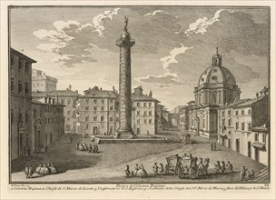 Piazza di Colonna Trajana, Delle magnificenze di Roma antica e moderna, Vasi, Giuseppe, 1710-1782, Engraving, 1747-1761, plate
