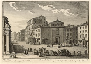 Piazza alli Monti, Delle magnificenze di Roma antica e moderna, Vasi, Giuseppe, 1710-1782, Engraving, 1747-1761, plate 37