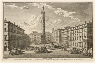 Piazza Colonna, Delle magnificenze di Roma antica e moderna, Vasi, Giuseppe, 1710-1782, Engraving, 1747-1761, plate 22, volume 2