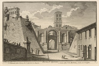 Porta S. Spirito, Delle magnificenze di Roma antica e moderna, Vasi, Giuseppe, 1710-1782, Engraving, 1747-1761, plate 15, volume