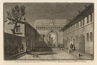 Porta Settimiana, Delle magnificenze di Roma antica e moderna, Vasi, Giuseppe, 1710-1782, Engraving, 1747-1761, plate 14, volume