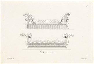 Letti per una persona, Opera ornamentale, Borsato, Giuseppe, 1771-1849, Engraving, 1825, Plate inscribed at lower left, G